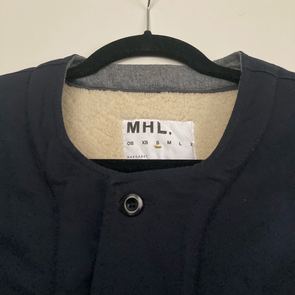 MHL Margaret Howell Navy Shearling Vest - Picture 4 of 12